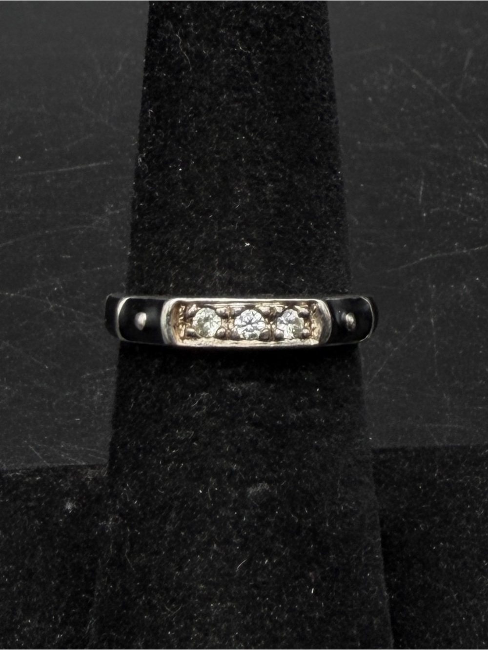 Ross-Simons - Vintage Sterling Silver CZ and Enamel Ring - Size 6